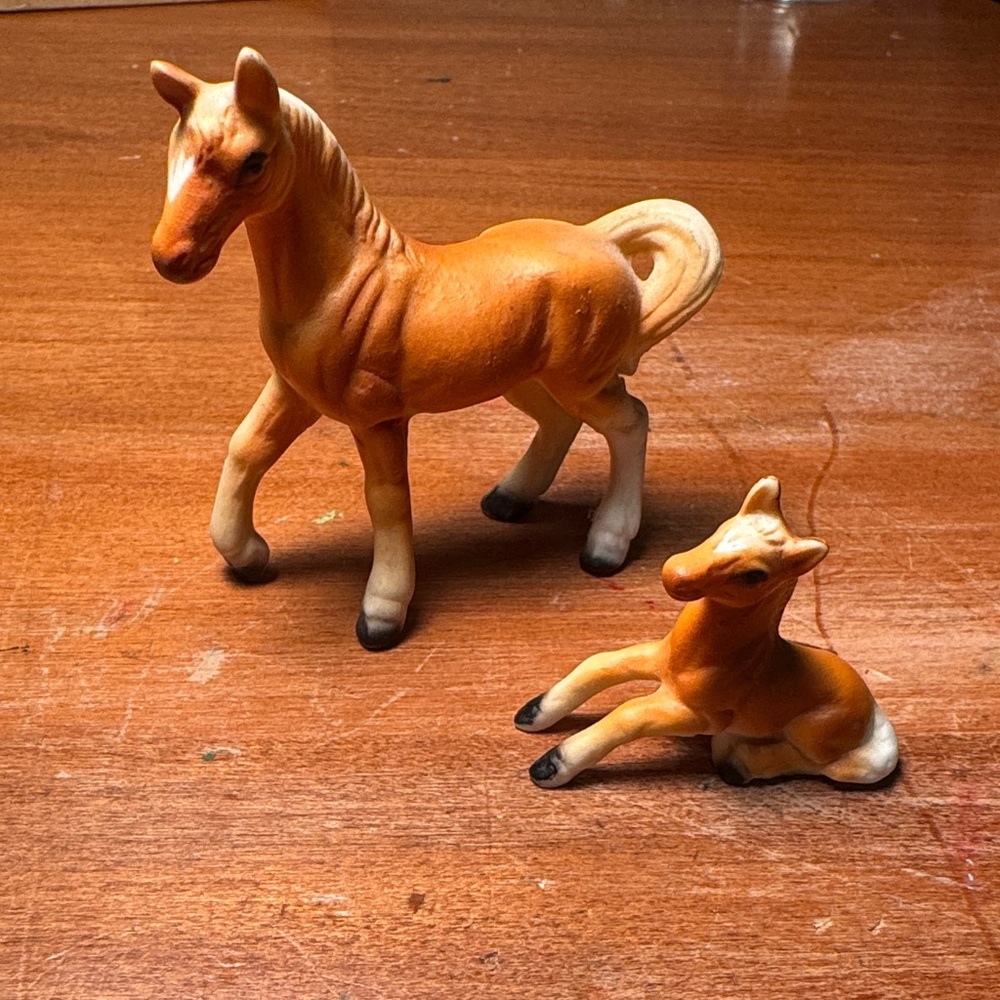 Vintage Bone China Japan Mini Horse and Foal Pair